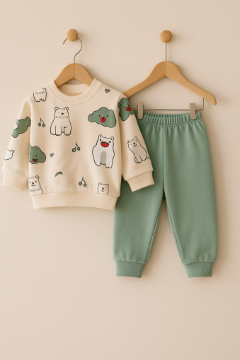 Set pieptănat GONCA BABY pentru bebeluși 9-12-18 luni, model urs polar A23