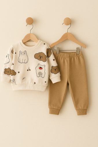 Set pieptănat GONCA BABY pentru bebeluși 9-12-18 luni, model urs polar A23