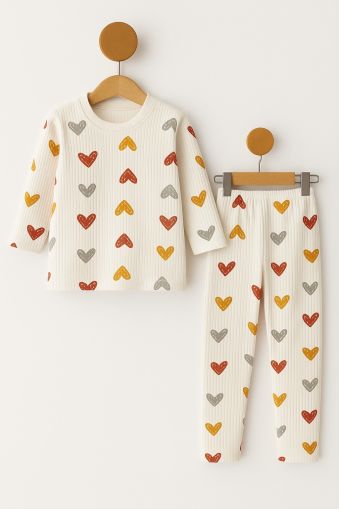 Set de pijamale Özlv pentru bebeluși cu imprimeu de inimă, 1-2-3 ani A11
