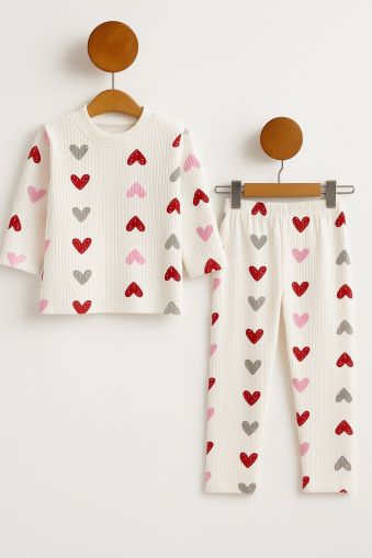 Set de pijamale Özlv pentru bebeluși cu imprimeu de inimă, 1-2-3 ani A11