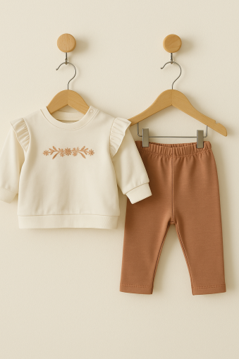 Set jucărie bebeluși Bip Baby 6-9-12-18 luni, bumbac pieptănat, cu model floral A30