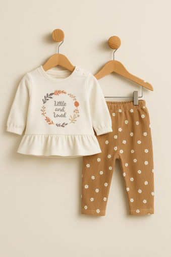 Set bebeluși Bip Baby 6-9-12-18 luni, bumbac pieptănat, imprimat, Little and Loved A29