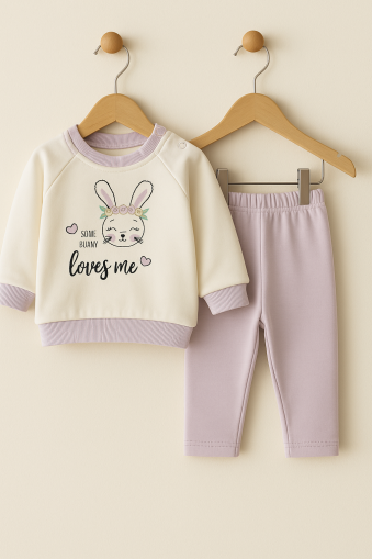 Set de rochie Annora pentru bebeluși, model iepuraș, 3-6-9-12 luni, brodat A27