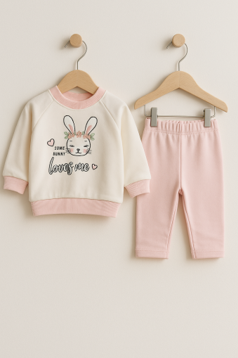 Set de rochie Annora pentru bebeluși, model iepuraș, 3-6-9-12 luni, brodat A27