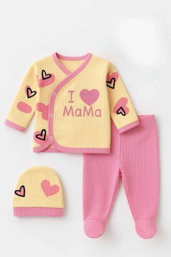 Set body Zem Baby 0-3 luni, 3 piese, Love Mama A20