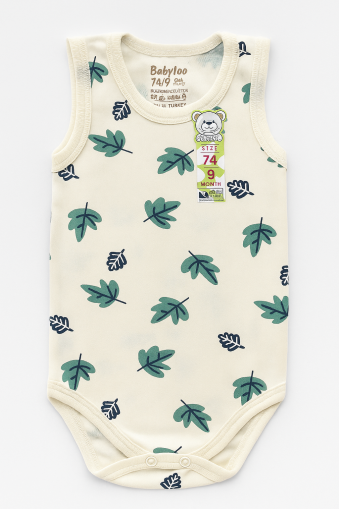 Body fără mâneci cu imprimeu de frunze BABYTOO 0-3-6-9 luni A7