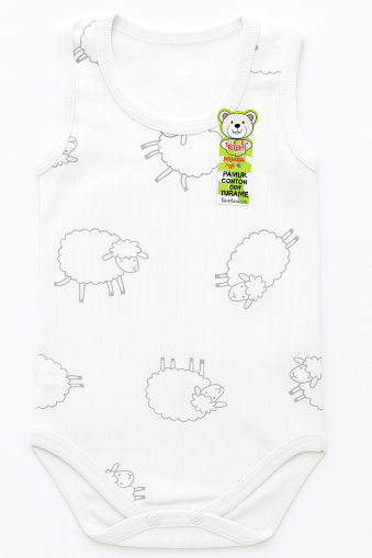 Body fără mâneci cu imprimeu de oi BABYTOO 0-3-6-9 luni A7