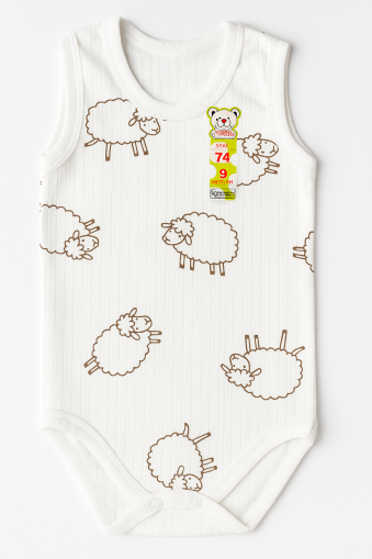 Body fără mâneci cu imprimeu de oi BABYTOO 0-3-6-9 luni A7