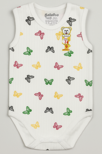 Body fără mâneci cu imprimeu fluturi BABYTOO 0-3-6-9 luni A7