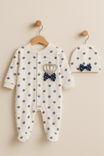 Romper Uko pentru bebeluși 3-6-9 luni Detaliu coroană de piatră și model coroană A24