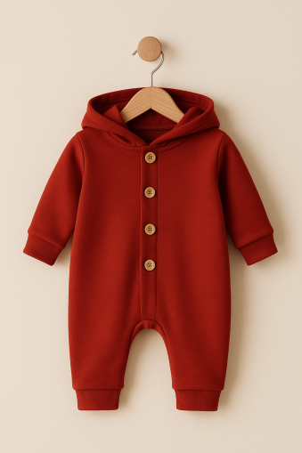 Salopetă pentru bebeluși cu glugă, din bumbac pieptănat, 3-6-9 luni A25