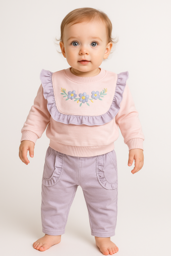 Costum cu flori si morisca 6-9-12-18-24 LUNI A33