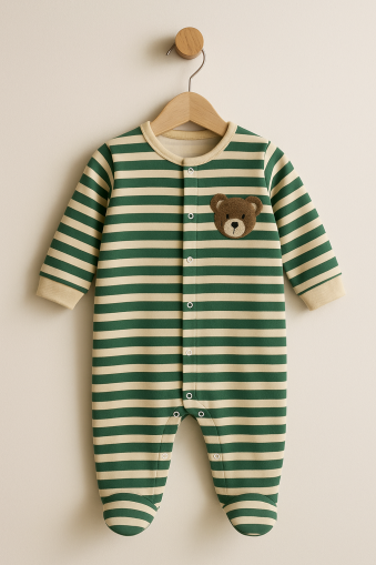 Salopetă Midirik pentru bebeluși, cu dungi, din bumbac pieptănat, 0-3 luni A17