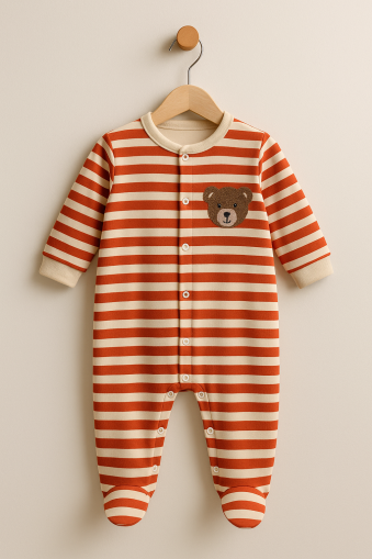 Salopetă Midirik pentru bebeluși, cu dungi, din bumbac pieptănat, 0-3 luni A17
