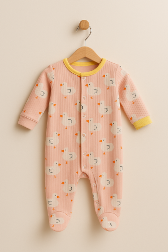 Salopă pentru bebeluși Midirik, model rață, din bumbac pieptănat, 0-3 luni A17