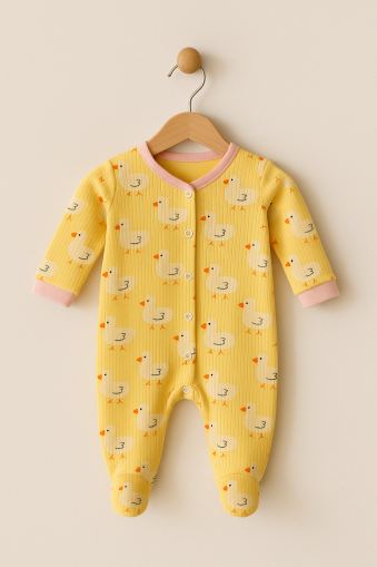 Salopă pentru bebeluși Midirik, model rață, din bumbac pieptănat, 0-3 luni A17