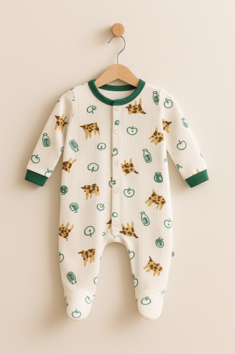 Salopetă Midirik pentru bebeluși, model vacă, din bumbac pieptănat, 0-3 luni A17