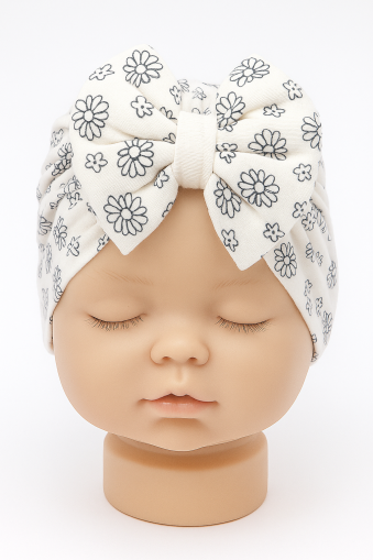Bonetă pentru bebeluși, model floral, din bumbac, 0-6 luni A8