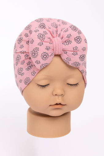 Bonetă pentru bebeluși, model floral, din bumbac, 0-6 luni A8