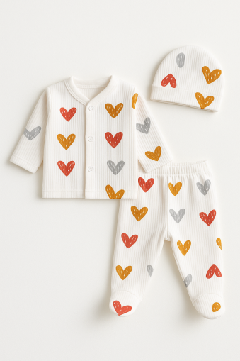 SET 3 PIESE ÖZLEV 0-3 LUNI CU INIMĂ A12