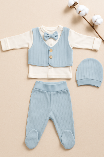 Set Babycan 0-3 luni, format din 3 piese și vestă A28
