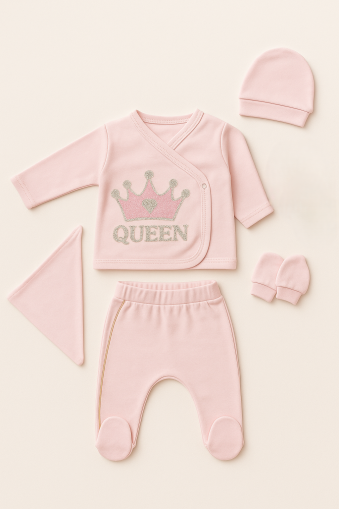 Costum SERDE pentru bebeluși nou-născuți 0-3 luni cu imprimeu Queen A31