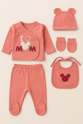 SET SERDE BEBELUȘI NOU-NĂSCUT 0-3 LUNI CU IMPRIMAREA I LOVE MOM A33