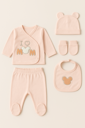 SET SERDE BEBELUȘI NOU-NĂSCUT 0-3 LUNI CU IMPRIMAREA I LOVE MOM A33