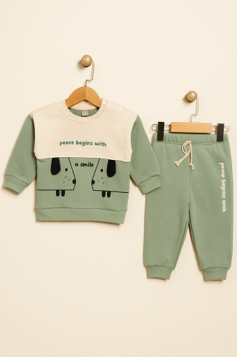 Set brodat cu urechi de câine de iarnă NNK 6-9-12-18 luni A28