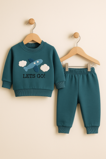 SET DE BEBELUȘI BABY GO 6/24 LUNI CU IMPRIMARE DE AVION A32