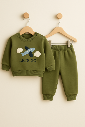 SET DE BEBELUȘI BABY GO 6/24 LUNI CU IMPRIMARE DE AVION A32