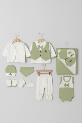 SET DE SMOKING LUXURY PENTRU BEBELUȘI CONCON 0/3 LUNI, 10 PIESE A95