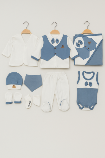 SET DE SMOKING LUXURY PENTRU BEBELUȘI CONCON 0/3 LUNI, 10 PIESE A95