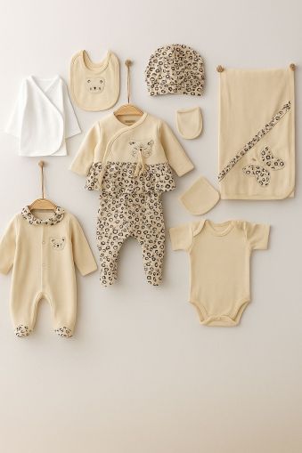Set mini Cayzen pentru nou-născuți, 0-3 luni, cu imprimeu fluturi și leopard, format din 10 piese A95