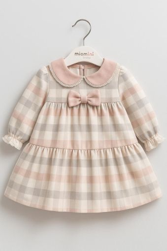 ROCHIE MYMIO CU DANTELĂ ÎN CAROURI 6-9-12-18-24 LUNI A64