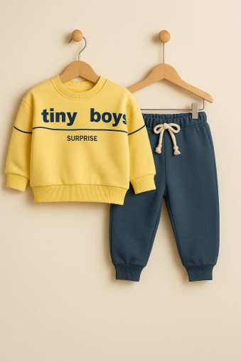 SET DE IARNĂ PENTRU BĂIEȚI CU IMPRIMATURĂ „TINY BOYS”, VÂRSTE 1-2-3-4 A27