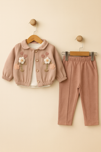 SET 3 PIESE CU ORĂȚURI FLORALE BIGIMAY 9-18 LUNI A44