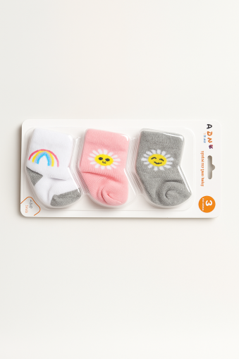 Șosete pentru bebeluși, 0-3 luni, set de 3 A7