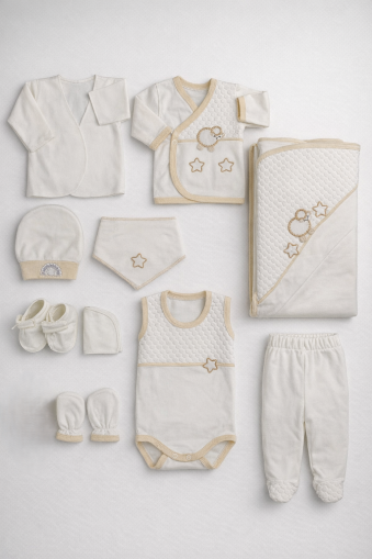 CONCON SET 10 PIESE LUXURY CU MODEL MIEL, NOU-NĂSCUT, 0-3 LUNI A79