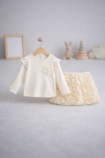 Set de fete DECO cu fustă accesorizată și model cu trandafiri, 9-12-18-24-36 luni A45