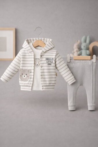 Set 3 piese JUUTALUX cu dungi pentru băieți, 0-3-6-9-12 luni A29