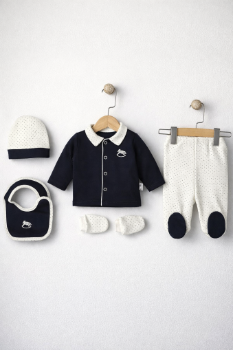 SET DE 5 BĂRBĂȚI BYMURAT 0/3 LUNI CU CAI BRODATE A29