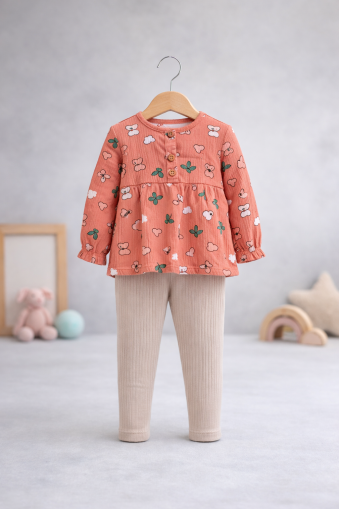 ȚINUTĂ DECO FETIȚĂ CU MODEL FLUTURI, 6-9-12-18-24 LUNI A22