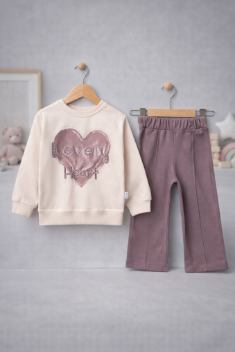 Ținută de fetiță MINAMINOKIDS 2-5 ani cu imprimeu „LOVELY HEART” A27