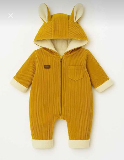 Salopă de pluș cu urechi BYMURAT 6/24 LUNI A22