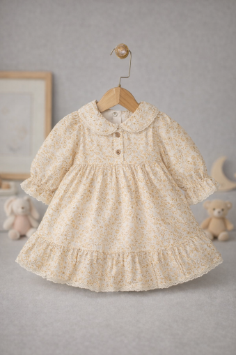 ROCHIE BYMURAT 3/24 LUNI CU IMPRIMEU FLORAL ȘI TIV DIN DANTELĂ A35