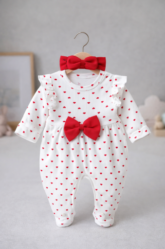 Salopă mică pentru bebeluși BYMURAT cu imprimeu de inimă, 0-3-6-9-12 luni A22