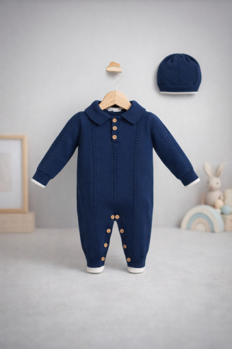 SALOPĂ ȘI CĂCIULĂ TRICOTATE BABY MY 0-3-6-9-12 LUNI A57