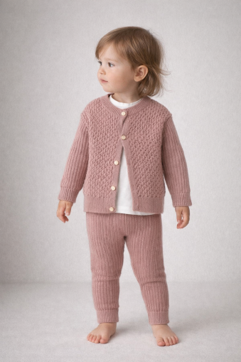 Set trei piese din tricot cu nervuri Bigimay 9-18 luni A34