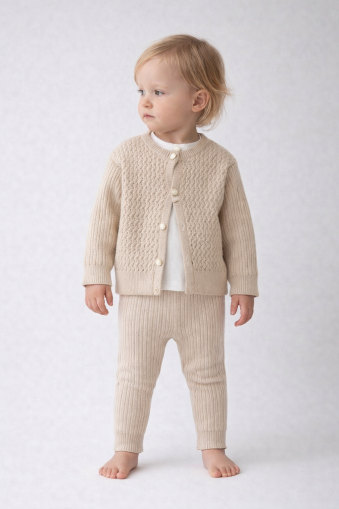 Set trei piese din tricot cu nervuri Bigimay 9-18 luni A34